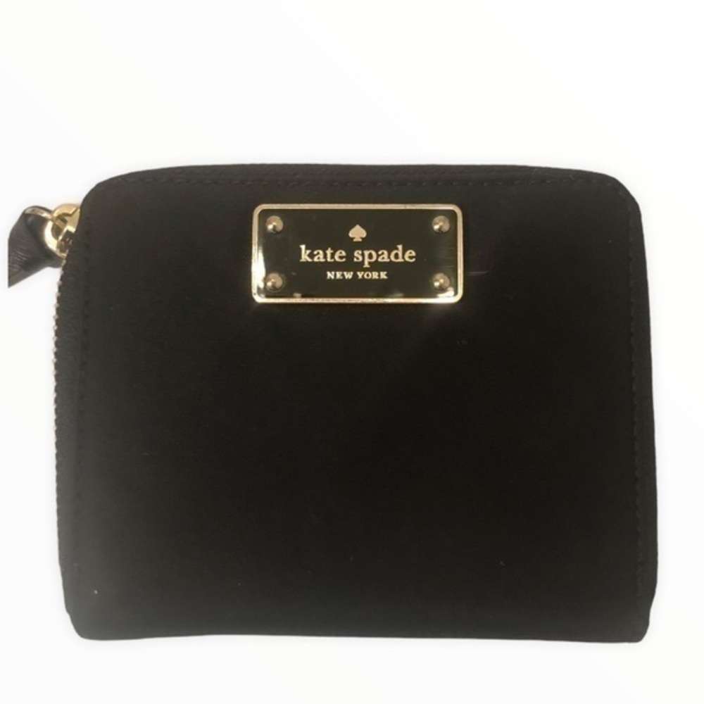 Kate spade black nylon zipper compact wallet